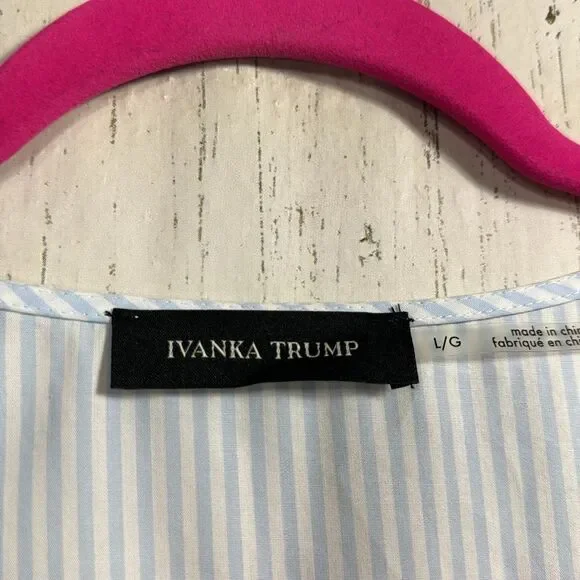 Ivanka Trump Striped Sleeveless Peplum Cotton Nautical Summer Blue White Top - Picture 6 of 12
